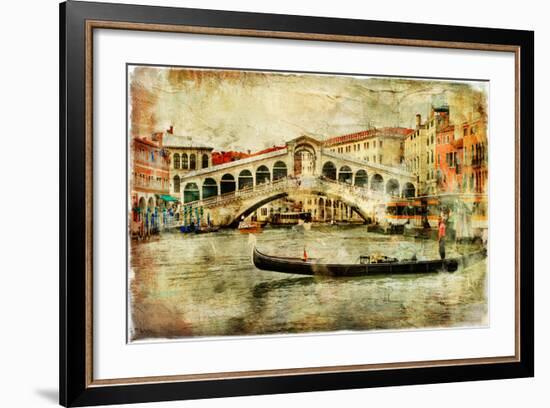 Amazing Venice,Rialto Bridge - Artwork In Painting Style-Maugli-l-Framed Art Print