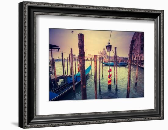 Amazing View of Grand Canal at Sunset. San Marco, Venice, Italy, Europe. Beauty World. Retro Style-Leonid Tit-Framed Photographic Print