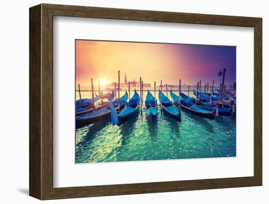 Amazing View of Grand Canal at Sunset with San Giorgio Maggiore Church. San Marco, Venice, Italy, B-Leonid Tit-Framed Photographic Print