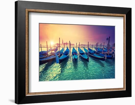 Amazing View of Grand Canal at Sunset with San Giorgio Maggiore Church. San Marco, Venice, Italy, B-Leonid Tit-Framed Photographic Print