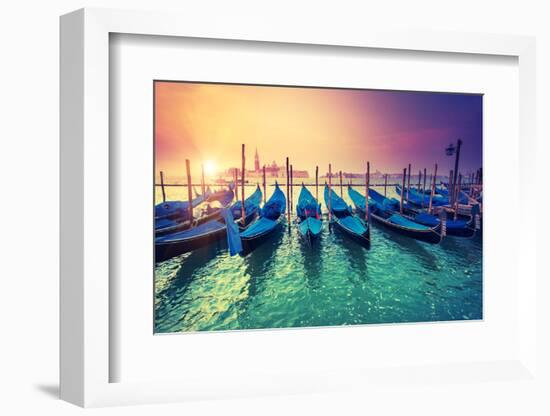 Amazing View of Grand Canal at Sunset with San Giorgio Maggiore Church. San Marco, Venice, Italy, B-Leonid Tit-Framed Photographic Print