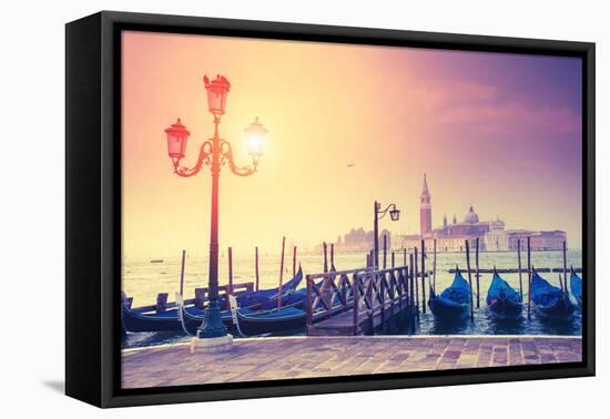Amazing View of Grand Canal at Sunset with San Giorgio Maggiore Church. San Marco, Venice, Italy, E-Leonid Tit-Framed Premier Image Canvas