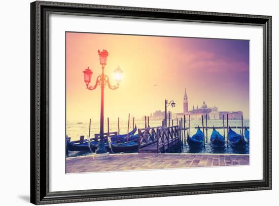 Amazing View of Grand Canal at Sunset with San Giorgio Maggiore Church. San Marco, Venice, Italy, E-Leonid Tit-Framed Photographic Print