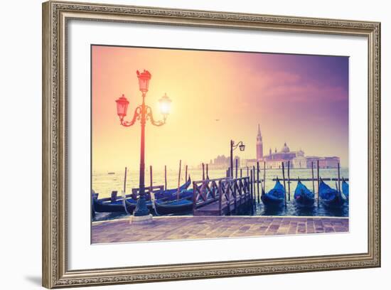 Amazing View of Grand Canal at Sunset with San Giorgio Maggiore Church. San Marco, Venice, Italy, E-Leonid Tit-Framed Photographic Print