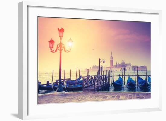 Amazing View of Grand Canal at Sunset with San Giorgio Maggiore Church. San Marco, Venice, Italy, E-Leonid Tit-Framed Photographic Print