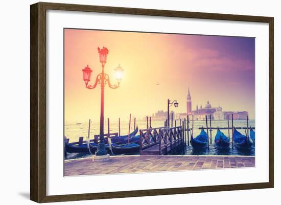 Amazing View of Grand Canal at Sunset with San Giorgio Maggiore Church. San Marco, Venice, Italy, E-Leonid Tit-Framed Photographic Print