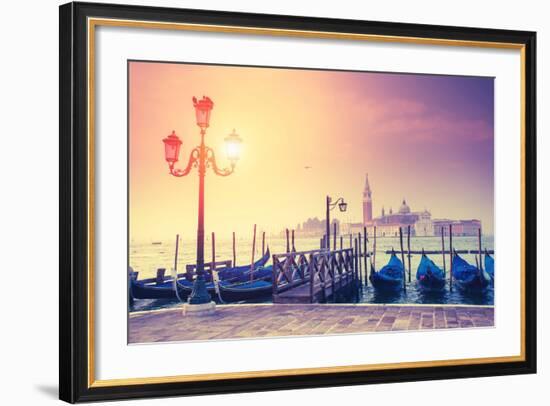 Amazing View of Grand Canal at Sunset with San Giorgio Maggiore Church. San Marco, Venice, Italy, E-Leonid Tit-Framed Photographic Print