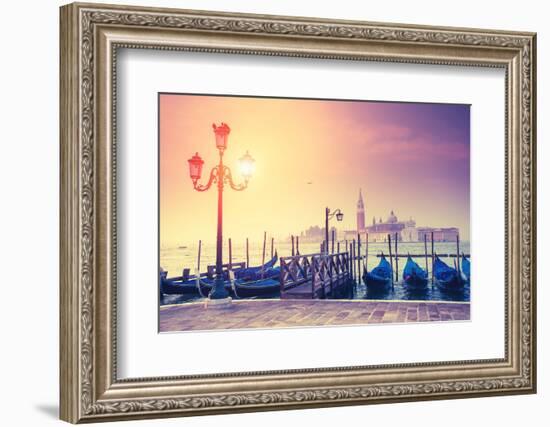 Amazing View of Grand Canal at Sunset with San Giorgio Maggiore Church. San Marco, Venice, Italy, E-Leonid Tit-Framed Photographic Print