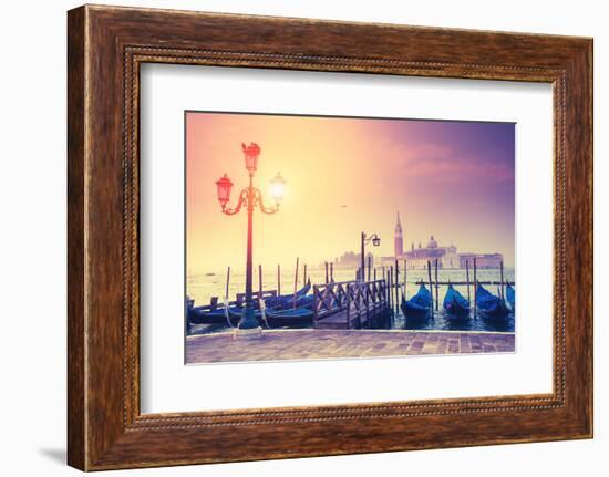 Amazing View of Grand Canal at Sunset with San Giorgio Maggiore Church. San Marco, Venice, Italy, E-Leonid Tit-Framed Photographic Print