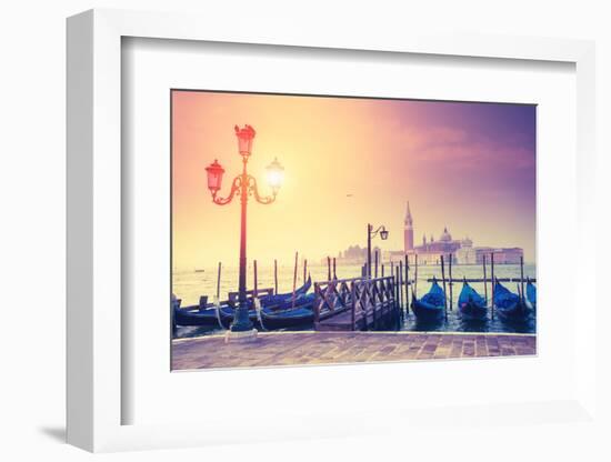 Amazing View of Grand Canal at Sunset with San Giorgio Maggiore Church. San Marco, Venice, Italy, E-Leonid Tit-Framed Photographic Print