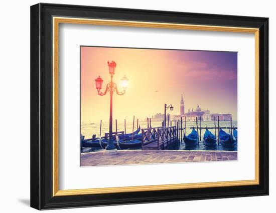 Amazing View of Grand Canal at Sunset with San Giorgio Maggiore Church. San Marco, Venice, Italy, E-Leonid Tit-Framed Photographic Print