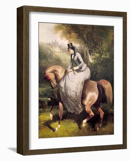 Amazon in the Forest at Pierrefonds-Alfred De Dreux-Framed Giclee Print