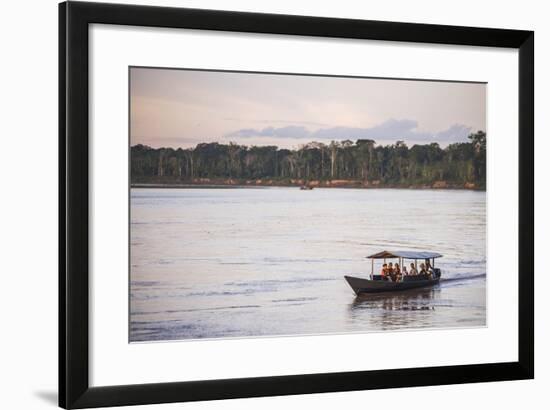 Amazon Jungle Boat Trip at Sunset, Tambopata National Reserve, Peru, South America-Matthew Williams-Ellis-Framed Photographic Print