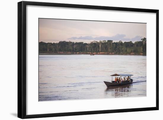 Amazon Jungle Boat Trip at Sunset, Tambopata National Reserve, Peru, South America-Matthew Williams-Ellis-Framed Photographic Print