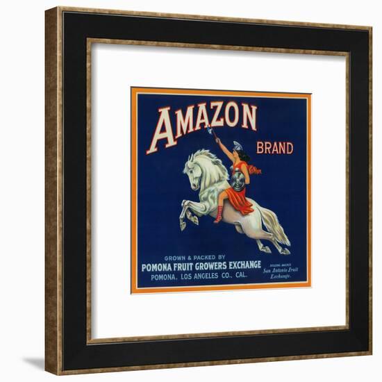 Amazon Orange Label - Pomona, CA-Lantern Press-Framed Art Print