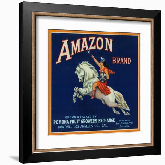 Amazon Orange Label - Pomona, CA-Lantern Press-Framed Art Print