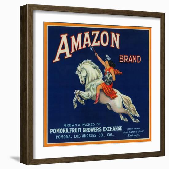 Amazon Orange Label - Pomona, CA-Lantern Press-Framed Art Print