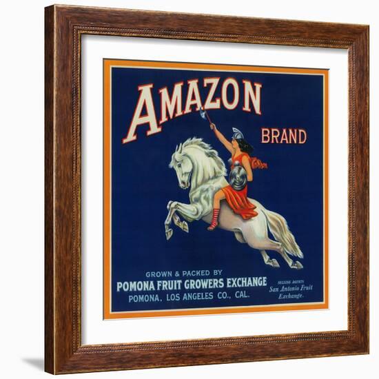 Amazon Orange Label - Pomona, CA-Lantern Press-Framed Art Print