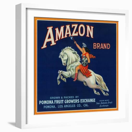 Amazon Orange Label - Pomona, CA-Lantern Press-Framed Art Print