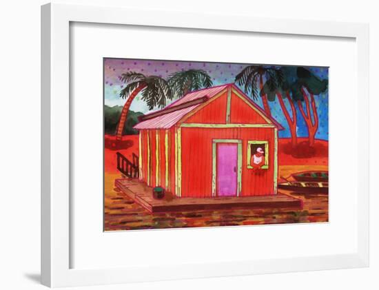 Amazon River Houseboat-John Newcomb-Framed Giclee Print