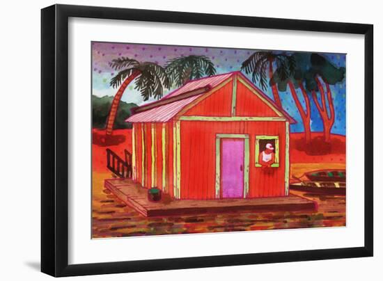 Amazon River Houseboat-John Newcomb-Framed Giclee Print