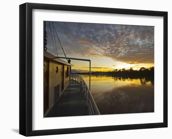 Amazon River, Sunrise on the Ayapua Riverboat, Yavari River, a Tributary of the Amazon River, Peru-Paul Harris-Framed Photographic Print