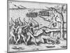 Amazon Women Attack Men Strung Up in Trees-Theodore de Bry-Mounted Giclee Print