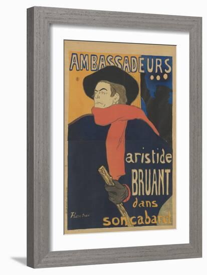 Ambassadeurs: Aristide Bruant, 1892-Henri de Toulouse-Lautrec-Framed Giclee Print