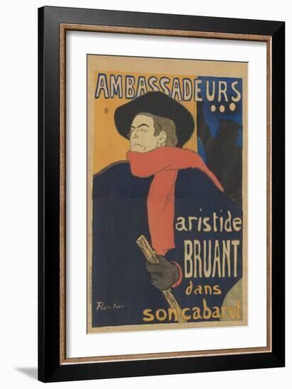 Ambassadeurs: Aristide Bruant, 1892-Henri de Toulouse-Lautrec-Framed Giclee Print