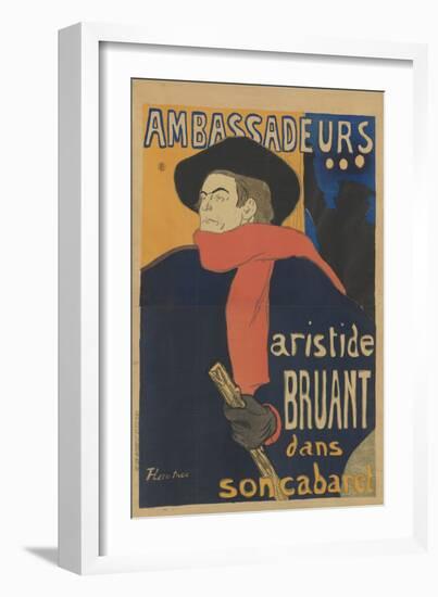 Ambassadeurs: Aristide Bruant, 1892-Henri de Toulouse-Lautrec-Framed Giclee Print