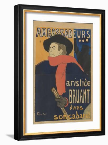 Ambassadeurs: Aristide Bruant, 1892-Henri de Toulouse-Lautrec-Framed Giclee Print