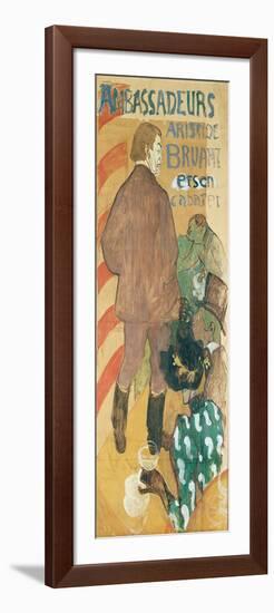 Ambassadeurs, Aristide Bruant Et His Cabaret, 1892 (Oil on Card)-Henri de Toulouse-Lautrec-Framed Giclee Print