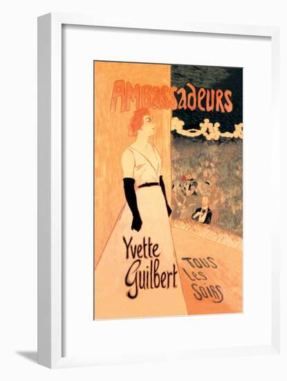 Ambassadeurs: Yvette Guilbert, Tous les Soirs, c.1894-Théophile Alexandre Steinlen-Framed Art Print