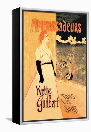 Ambassadeurs: Yvette Guilbert, Tous les Soirs, c.1894-Théophile Alexandre Steinlen-Framed Stretched Canvas