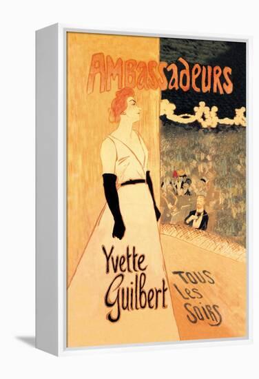 Ambassadeurs: Yvette Guilbert, Tous les Soirs, c.1894-Théophile Alexandre Steinlen-Framed Stretched Canvas