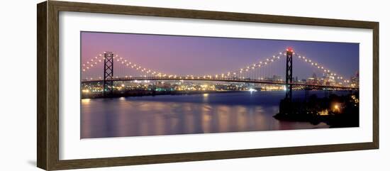 Ambassador Bridge at dusk, Detroit, Wayne County, Michigan, USA-null-Framed Photographic Print