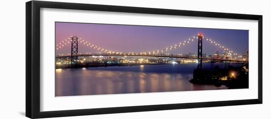 Ambassador Bridge at dusk, Detroit, Wayne County, Michigan, USA-null-Framed Photographic Print