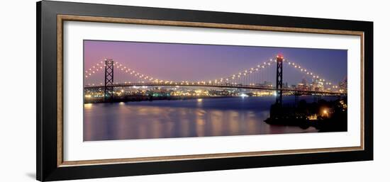 Ambassador Bridge at dusk, Detroit, Wayne County, Michigan, USA-null-Framed Photographic Print
