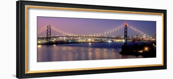 Ambassador Bridge at dusk, Detroit, Wayne County, Michigan, USA-null-Framed Photographic Print