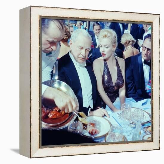 Ambassador Winthrop Aldrich Chats with Marilyn Monroe as Husband Arthur Miller Looks on, Paris Ball-Peter Stackpole-Framed Premier Image Canvas