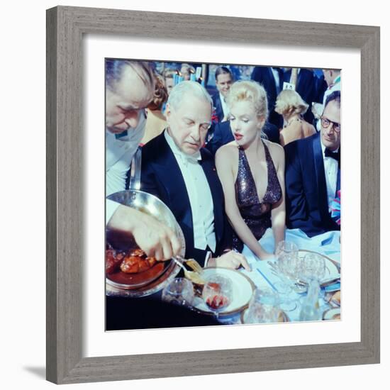 Ambassador Winthrop Aldrich Chats with Marilyn Monroe as Husband Arthur Miller Looks on, Paris Ball-Peter Stackpole-Framed Premium Photographic Print