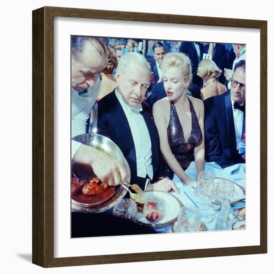 Ambassador Winthrop Aldrich Chats with Marilyn Monroe as Husband Arthur Miller Looks on, Paris Ball-Peter Stackpole-Framed Premium Photographic Print
