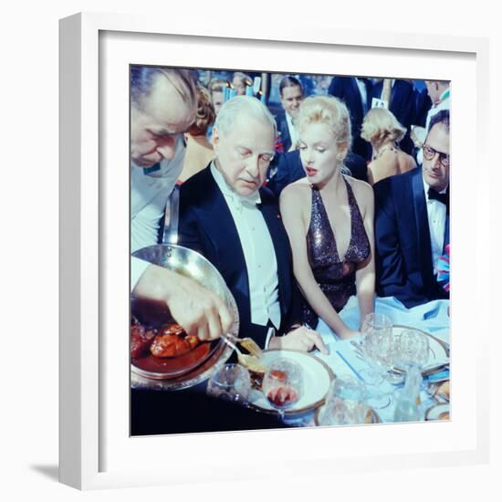 Ambassador Winthrop Aldrich Chats with Marilyn Monroe as Husband Arthur Miller Looks on, Paris Ball-Peter Stackpole-Framed Premium Photographic Print