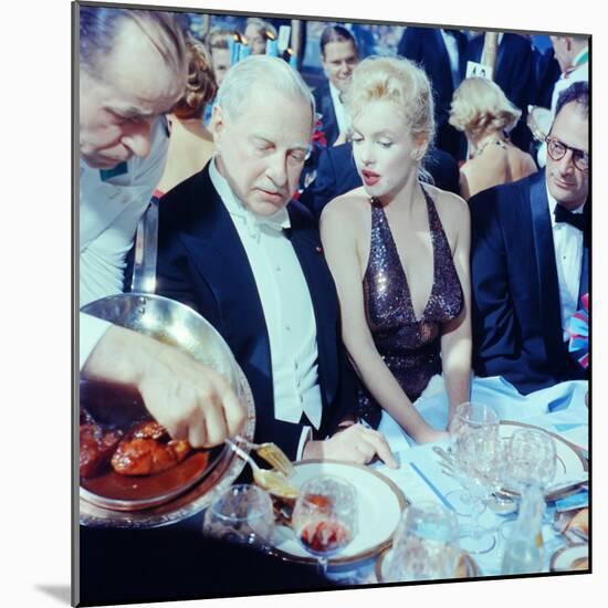 Ambassador Winthrop Aldrich Chats with Marilyn Monroe as Husband Arthur Miller Looks on, Paris Ball-Peter Stackpole-Mounted Premium Photographic Print