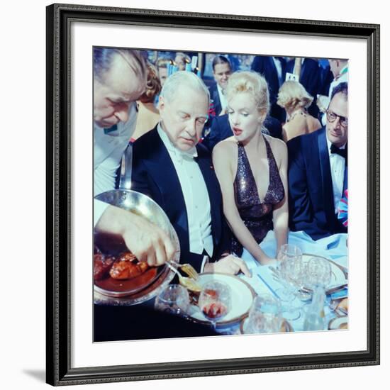 Ambassador Winthrop Aldrich Chats with Marilyn Monroe as Husband Arthur Miller Looks on, Paris Ball-Peter Stackpole-Framed Premium Photographic Print
