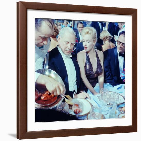 Ambassador Winthrop Aldrich Chats with Marilyn Monroe as Husband Arthur Miller Looks on, Paris Ball-Peter Stackpole-Framed Premium Photographic Print