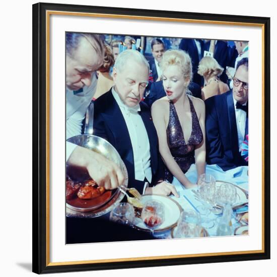 Ambassador Winthrop Aldrich Chats with Marilyn Monroe as Husband Arthur Miller Looks on, Paris Ball-Peter Stackpole-Framed Premium Photographic Print