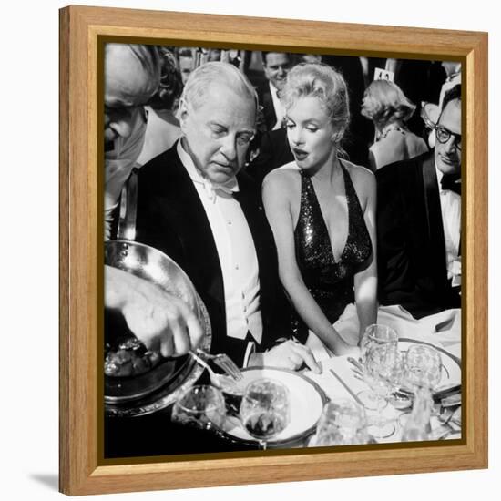 Ambassador Winthrop Aldrich, Ex Envoy to Britain Chatting with Actress Marilyn Monroe-Peter Stackpole-Framed Premier Image Canvas