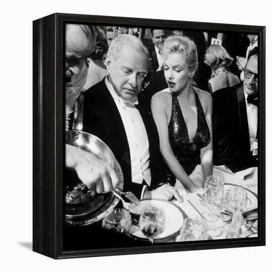 Ambassador Winthrop Aldrich, Ex Envoy to Britain Chatting with Actress Marilyn Monroe-Peter Stackpole-Framed Premier Image Canvas