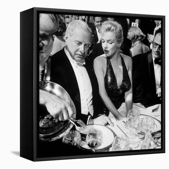 Ambassador Winthrop Aldrich, Ex Envoy to Britain Chatting with Actress Marilyn Monroe-Peter Stackpole-Framed Premier Image Canvas